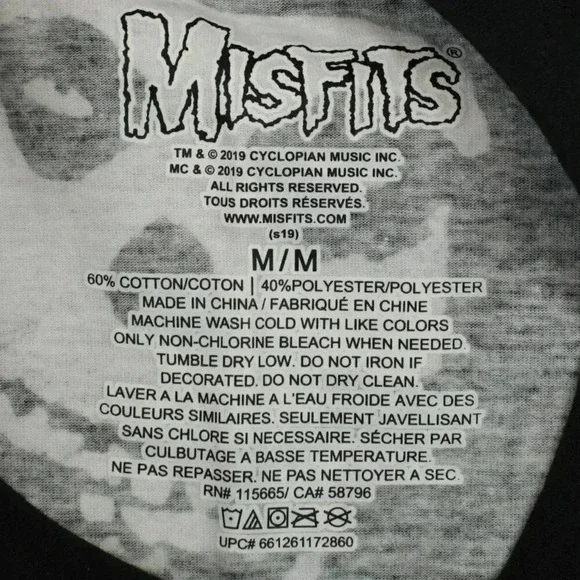 Misfits Men's Graphic Tee T Shirt Sizes M & L Allover Skull Print Crewneck - Picture 6 of 7